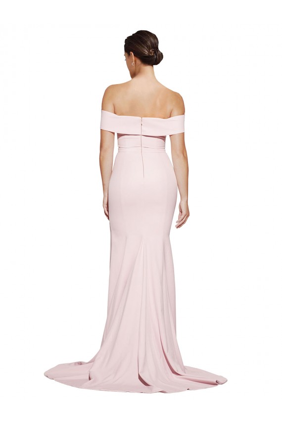 Square Neck Sweep Train Stretch Crepe Pink Sleeveless Formal Evening Gown / Prom Dress / Bridesmaid Dress Victoria