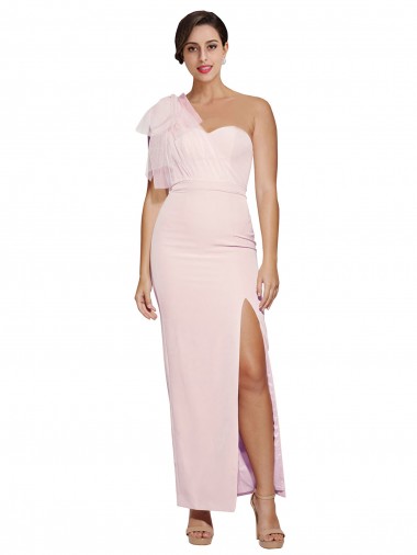 Sweetheart Long Stretch Crepe Pink Sheath Sleeveless Formal Evening Gown / Prom Dress / Bridesmaid Dress Victoria