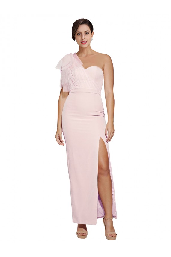 Sweetheart Long Stretch Crepe Pink Sheath Sleeveless Formal Evening Gown / Prom Dress / Bridesmaid Dress Victoria