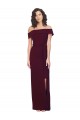 Square Neck Long Stretch Crepe Burgundy Gold Sleeveless Formal Evening Gown / Prom Dress / Bridesmaid Dress Victoria