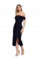 Square Neck Midi Length Stretch Crepe Black Sleeveless Formal Evening Gown / Prom Dress / Bridesmaid Dress Victoria