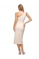 One Shoulder Midi Length Stretch Crepe Nude Sleeveless Formal Evening Gown / Prom Dress / Bridesmaid Dress Victoria