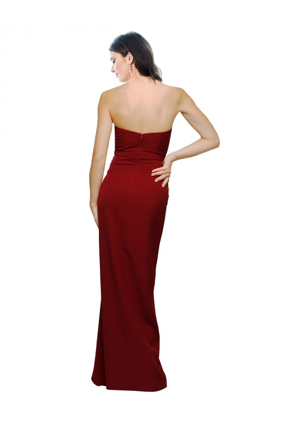 Sweetheart Long Stretch Crepe Burgundy Sleeveless Bridesmaid Dress / Evening Dress Victoria