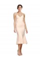 V-Neck Midi Length Stretch Crepe Nude Sleeveless Evening Gown / Prom Dress / Bridesmaid Dress Victoria