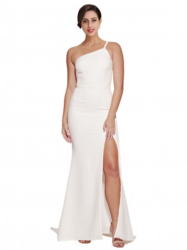 Strapless Sweep Train Stretch Crepe Ivory Sleeveless Semi Formal Evening Dress / Prom Dress / Bridesmaid Dress Victoria
