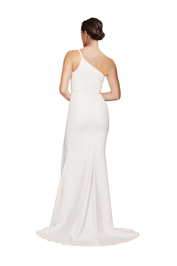 Strapless Sweep Train Stretch Crepe Ivory Sleeveless Semi Formal Evening Dress / Prom Dress / Bridesmaid Dress Victoria