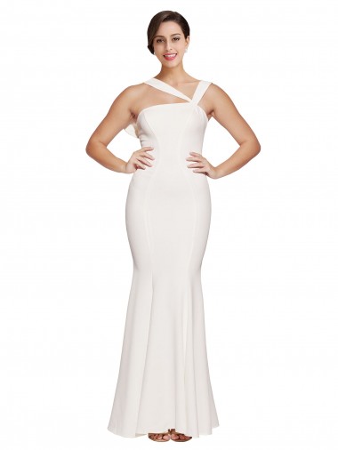 Square Neck Long Stretch Crepe Ivory Sleeveless Formal Evening Gown / Prom Dress / Bridesmaid Dress Victoria