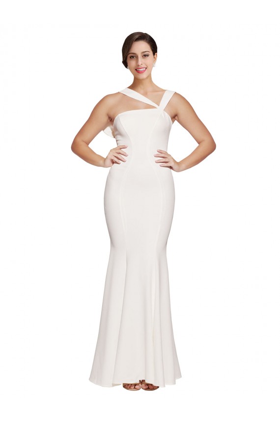 Square Neck Long Stretch Crepe Ivory Sleeveless Formal Evening Gown / Prom Dress / Bridesmaid Dress Victoria