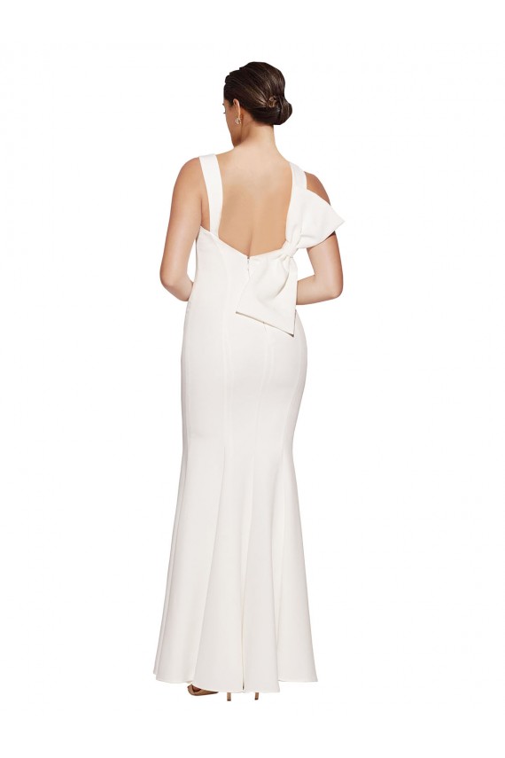 Square Neck Long Stretch Crepe Ivory Sleeveless Formal Evening Gown / Prom Dress / Bridesmaid Dress Victoria