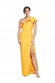 One Shoulder Long Stretch Crepe Saffron Sleeveless Formal Evening Gown / Prom Dress / Bridesmaid Dress Victoria