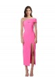 One Shoulder Midi Length Stretch Crepe Fuchsia Sleeveless Evening Gown / Prom Dress / Bridesmaid Dress Victoria