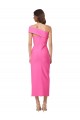 One Shoulder Midi Length Stretch Crepe Fuchsia Sleeveless Evening Gown / Prom Dress / Bridesmaid Dress Victoria