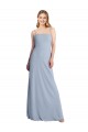 Square Neck Long Stretch Crepe Smoke Blue Sleeveless Prom Dress / Bridesmaid Dress Victoria