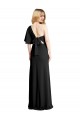 One Shoulder Long Stretch Crepe Black Flutter Sleeves Formal Evening Gown / Prom Dress / Bridesmaid Dress Victoria