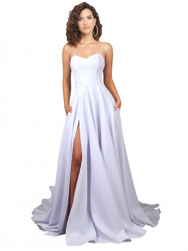 Sweetheart Long Stretch Crepe White Sleeveless Beach Wedding Dress Victoria