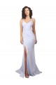 High Neck Long Stretch Crepe White Sleeveless Beach Wedding Dress Victoria