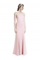 Square Neck Long Stretch Crepe Pink Sleeveless Prom Dress / Bridesmaid Dress Victoria
