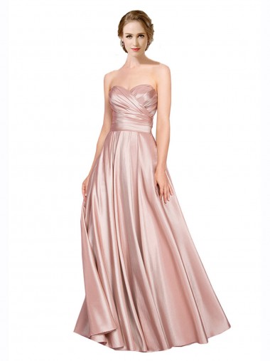 Strapless Long Stretch Satin Sleeveless Black Tie Evening Gown / Prom Dress / Bridesmaid Dress Victoria