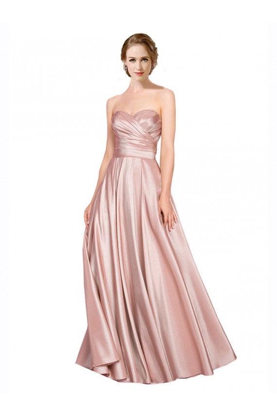 Strapless Long Stretch Satin Sleeveless Black Tie Evening Gown / Prom Dress / Bridesmaid Dress Victoria