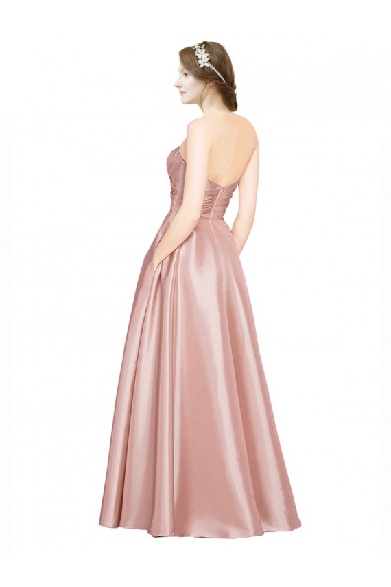Strapless Long Stretch Satin Sleeveless Black Tie Evening Gown / Prom Dress / Bridesmaid Dress Victoria