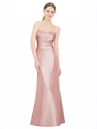 Strapless Long Stretch Satin Sleeveless Formal Evening Gown / Prom Dress / Bridesmaid Dress Victoria