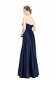Sweetheart Long Stretch Satin Dark Navy Sleeveless Black Tie Evening Gown / Bridesmaid Dress Victoria