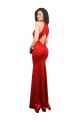 Halter Neck Long Stretch Satin Red Sleeveless Formal Evening Gown / Prom Dress / Bridesmaid Dress Victoria