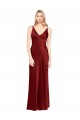 V-Neck Long Stretch Satin Burgundy Sleeveless Formal Evening Gown / Prom Dress / Bridesmaid Dress Victoria