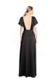 V-Neck Long Stretch Satin Black Cap Sleeves Bridesmaid Dress / Evening Dress Victoria