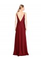 V-Neck Long Stretch Satin Burgundy Sleeveless Black Tie Evening Gown / Prom Dress / Bridesmaid Dress Victoria