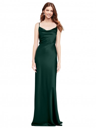 Cowl Neck Long Stretch Satin Hunter Sleeveless Black Tie Evening Gown / Prom Dress / Bridesmaid Dress Victoria