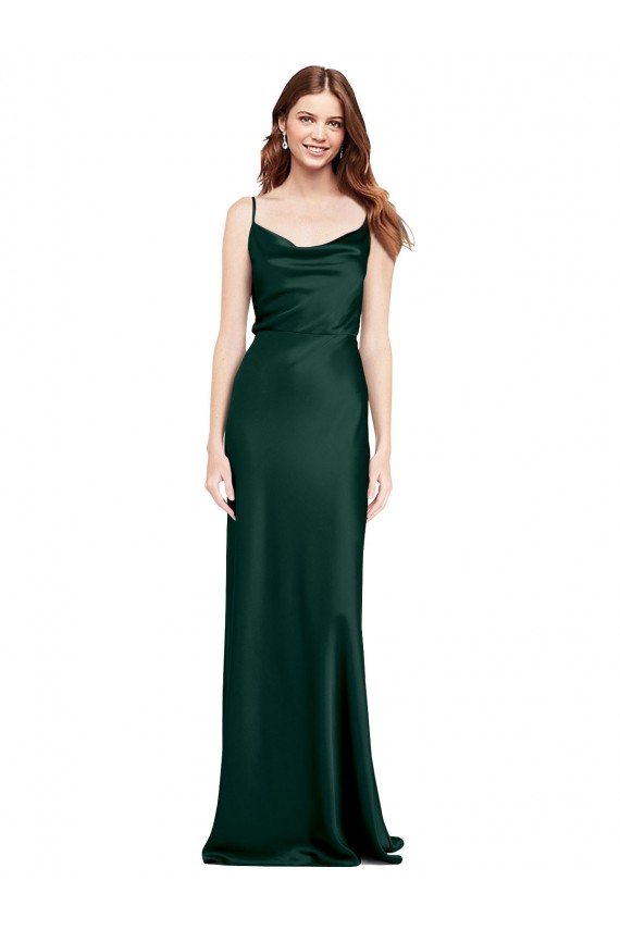 Cowl Neck Long Stretch Satin Hunter Sleeveless Black Tie Evening Gown / Prom Dress / Bridesmaid Dress Victoria