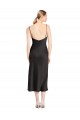 Cowl Neck Midi Length Stretch Satin Black Sleeveless Formal Evening Gown / Prom Dress / Bridesmaid Dress Victoria