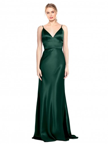 High Neck Long Stretch Satin Hunter Sleeveless Formal Evening Gown / Prom Dress / Bridesmaid Dress Victoria