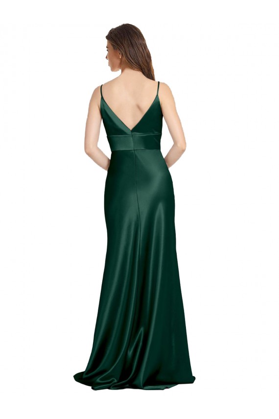 High Neck Long Stretch Satin Hunter Sleeveless Formal Evening Gown / Prom Dress / Bridesmaid Dress Victoria