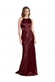 V-Neck Long Stretch Satin Burgundy Gold Sleeveless Formal Evening Gown / Prom Dress / Bridesmaid Dress Victoria