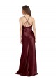 V-Neck Long Stretch Satin Burgundy Gold Sleeveless Formal Evening Gown / Prom Dress / Bridesmaid Dress Victoria
