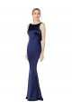 High Neck Long Stretch Satin Dark Navy Sleeveless Formal Evening Gown / Prom Dress / Bridesmaid Dress Victoria
