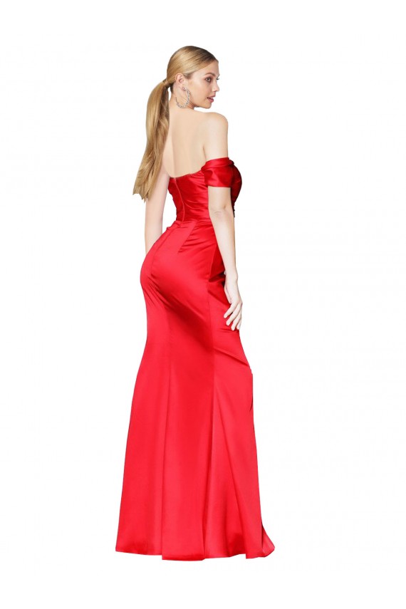 High Neck Long Stretch Satin Red Sleeveless Formal Evening Gown / Prom Dress / Bridesmaid Dress Victoria