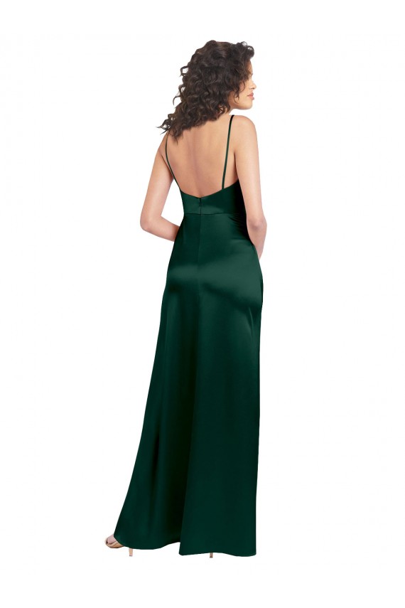 Scoop Neck Long Stretch Satin Hunter Sleeveless Formal Evening Gown / Prom Dress / Bridesmaid Dress Victoria