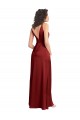V-Neck Long Stretch Satin Burgundy Sleeveless Formal Dress / Bridesmaid Dress Victoria