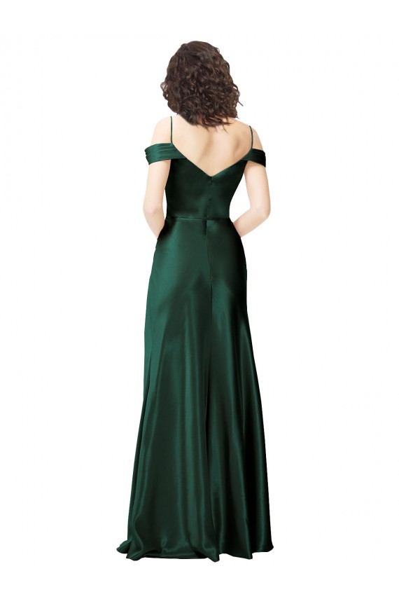 Spaghetti Straps Long Stretch Satin Hunter Sleeveless Formal Evening Gown / Prom Dress / Bridesmaid Dress Victoria