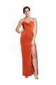 Cowl Neck Sweep Train Stretch Satin Rust Sleeveless Formal Evening Gown / Prom Dress / Bridesmaid Dress Victoria