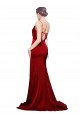 Cowl Neck Sweep Train Stretch Satin Burgundy Sleeveless Black Tie Evening Gown / Prom Dress / Bridesmaid Dress Victoria