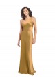 One Shoulder Long Stretch Satin Gold Sleeveless Formal Evening Gown / Prom Dress / Bridesmaid Dress Victoria
