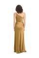 One Shoulder Long Stretch Satin Gold Sleeveless Formal Evening Gown / Prom Dress / Bridesmaid Dress Victoria