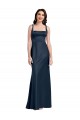 Square Neck Long Stretch Satin Dark Navy Sleeveless Formal Evening Gown / Prom Dress / Bridesmaid Dress Victoria