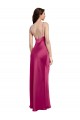V-Neck Long Stretch Satin Fuchsia Sleeveless Formal Evening Dress / Bridesmaid Dress Victoria