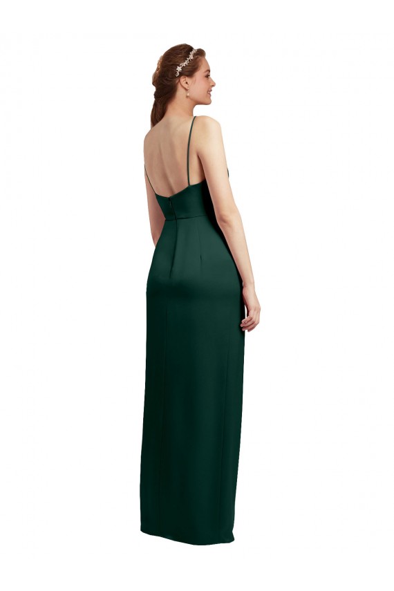 Square Neck Long Stretch Satin Hunter Sleeveless Formal Evening Gown / Prom Dress / Bridesmaid Dress Victoria