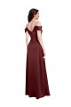 V-Neck Long Stretch Satin Burgundy Gold Sleeveless Formal Dress / Bridesmaid Dress Victoria